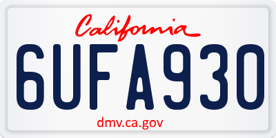 CA license plate 6UFA930