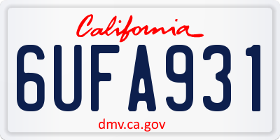 CA license plate 6UFA931