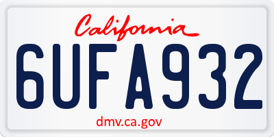 CA license plate 6UFA932