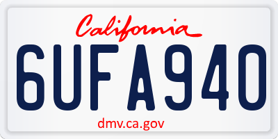 CA license plate 6UFA940