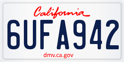 CA license plate 6UFA942