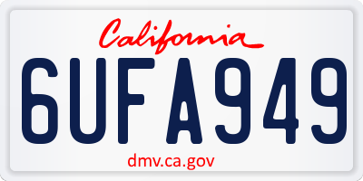 CA license plate 6UFA949