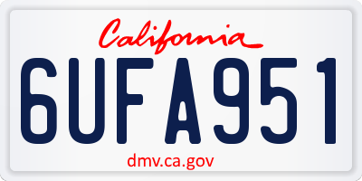 CA license plate 6UFA951