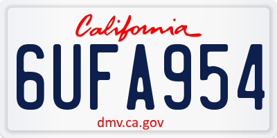 CA license plate 6UFA954