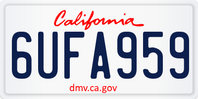 CA license plate 6UFA959
