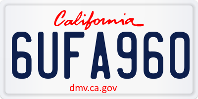 CA license plate 6UFA960