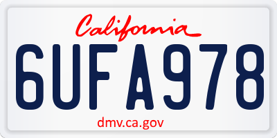 CA license plate 6UFA978