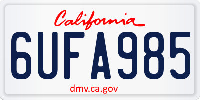 CA license plate 6UFA985