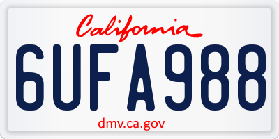 CA license plate 6UFA988