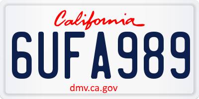 CA license plate 6UFA989