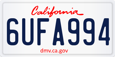 CA license plate 6UFA994