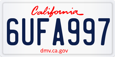 CA license plate 6UFA997