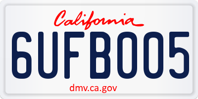 CA license plate 6UFB005