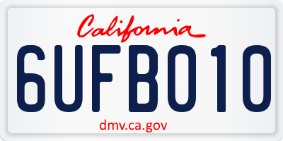 CA license plate 6UFB010