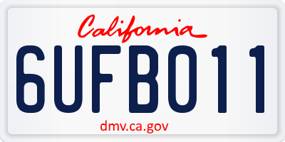 CA license plate 6UFB011