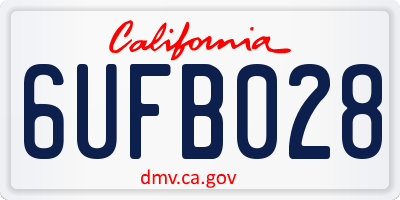 CA license plate 6UFB028
