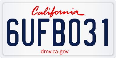 CA license plate 6UFB031
