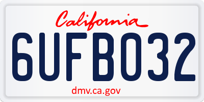CA license plate 6UFB032