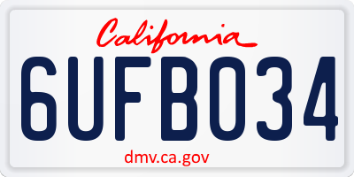 CA license plate 6UFB034