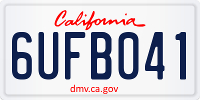 CA license plate 6UFB041