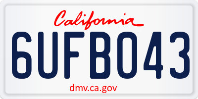 CA license plate 6UFB043