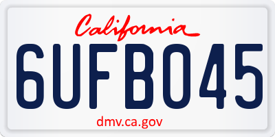 CA license plate 6UFB045