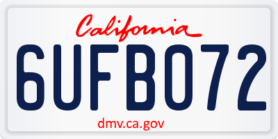 CA license plate 6UFB072