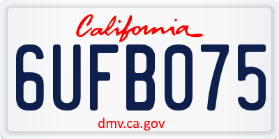 CA license plate 6UFB075