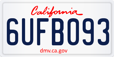 CA license plate 6UFB093