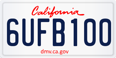 CA license plate 6UFB100