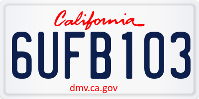 CA license plate 6UFB103