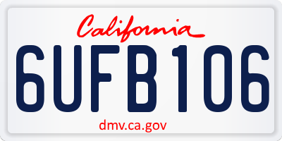 CA license plate 6UFB106