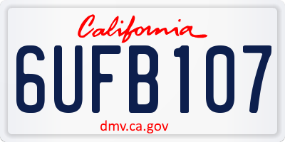 CA license plate 6UFB107