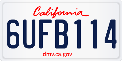 CA license plate 6UFB114