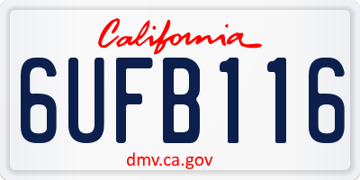 CA license plate 6UFB116
