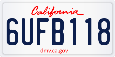 CA license plate 6UFB118