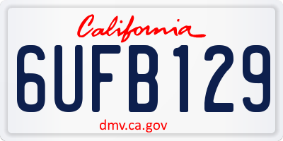 CA license plate 6UFB129