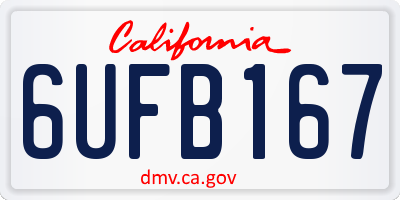 CA license plate 6UFB167