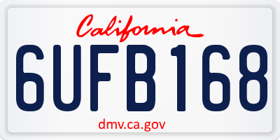 CA license plate 6UFB168