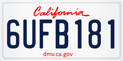 CA license plate 6UFB181