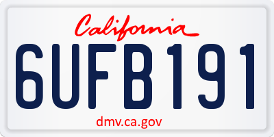 CA license plate 6UFB191