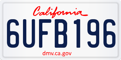 CA license plate 6UFB196
