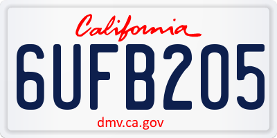 CA license plate 6UFB205