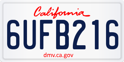 CA license plate 6UFB216