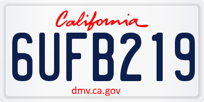 CA license plate 6UFB219