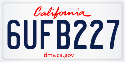 CA license plate 6UFB227
