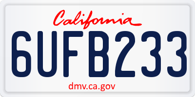 CA license plate 6UFB233