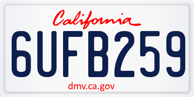 CA license plate 6UFB259