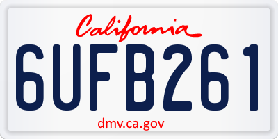 CA license plate 6UFB261