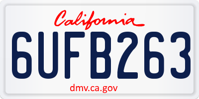 CA license plate 6UFB263